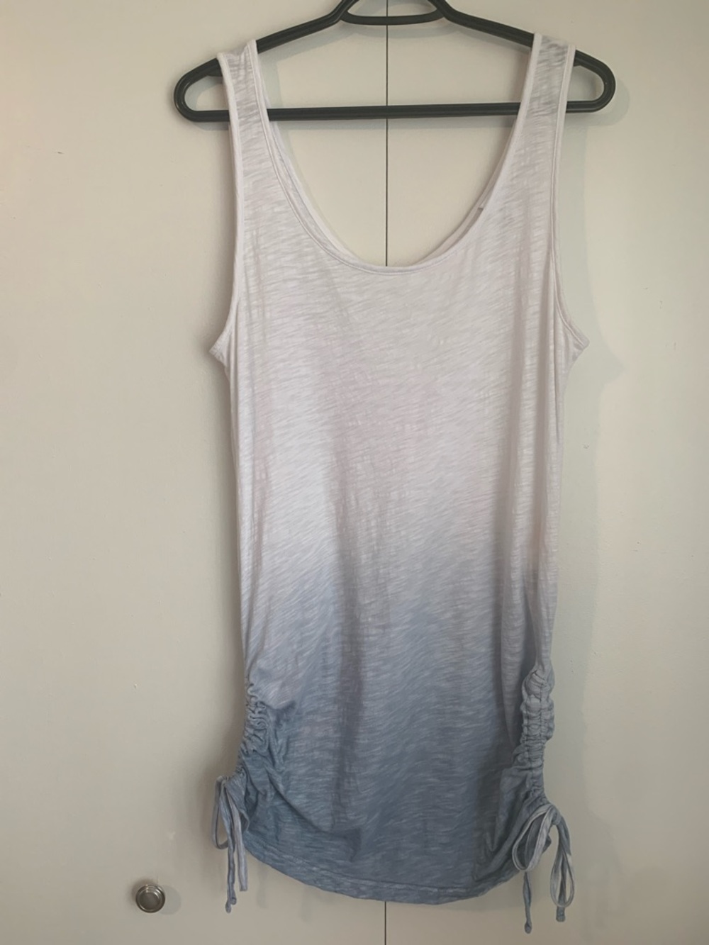 Bench White-Blue Ombré Drawstring Sides Textured Tunic/Long Tank Top Size Large
